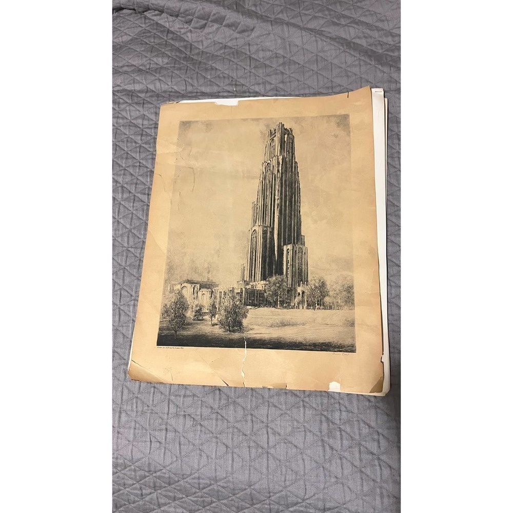 University of Pittsburgh Cathedral of Learning vintage print